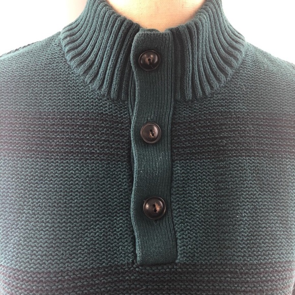 Chaps green sweater striped high neck SZ L - Picture 3 of 8
